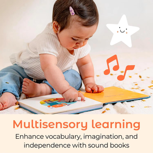 儿童便携式5按钮音乐声音模块木质表面儿童读物早期学习