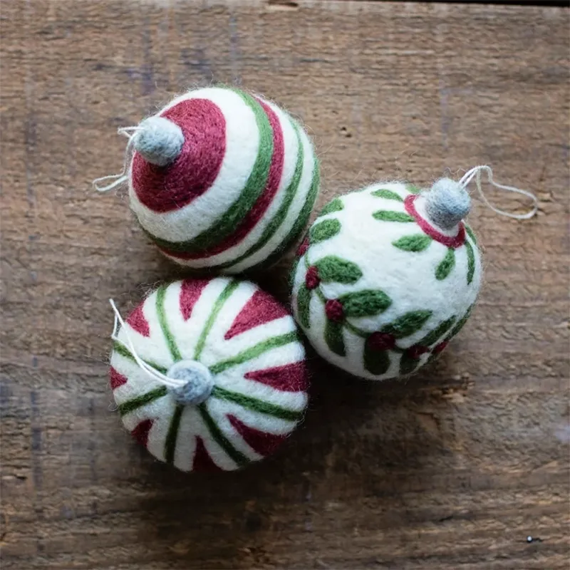 Ccustom-made pom poms lã bolas 2cm artesanal xmas sentiu bola guirlanda árvore de natal ornamentos pingente