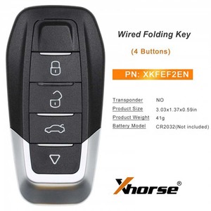 Xhorse กุญแจแบบพับได้มีสายชนิด XKFEF2EN ตก4ปุ่มสีแดงสดใสเครื่องมือโปรแกรมกุญแจรีโมทสากล - Product Image 2