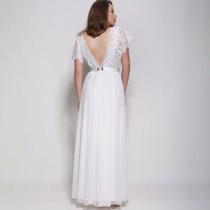 女性のためのドレスセクシーなレースマキシイブニングロングドレス衣服メーカーカスタムデザインファッション豪華な女性の白いドレス - Product Image 3