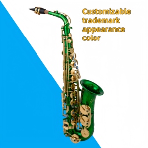 Fabrika Outlet Alto saksafon oyma tüp vücut altın düğme E Tuning ile yeşil - Product Image 3