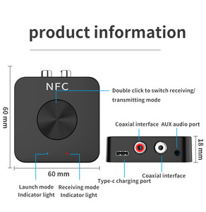 Version 5.0 Audio Transmitter Receiver 3.5mm Jack Aux <strong>RCA</strong> Wireless Adapter Stereo Music for TV Car PC <strong>Headphone</strong> 2 Speaker - Product Image 6
