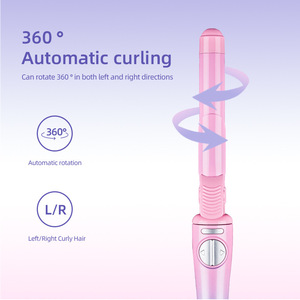 เครื่องดัดผมลอนเซรามิกสีชมพูอัตโนมัติสายไฟ LED หมุนได้เองหมุนได้360โลโก้ตามสั่ง - Product Image 3