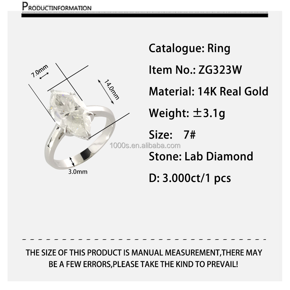 Oro 14K con Diamante Coltivato in Laboratorio ZG323G