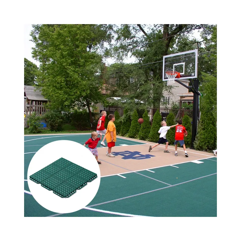 बास्केटबॉल टेनिस पैडल और आउटडोर खेल क्षेत्रों के लिए मौसम प्रतिरोधी मल्टी-गेम स्पोर्ट्स सरफेस प्रीमियम कोर्ट फ़्लोरिंग