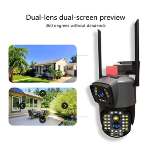 Açık 4G Wifi ağ kamerası <span class=keywords><strong>2</strong></span> <span class=keywords><strong>Mp</strong></span> iki Lens LED ışıkları Alarm uzaktan kumanda telefon üzerinden uygun kurulum SD kart bulut Pro