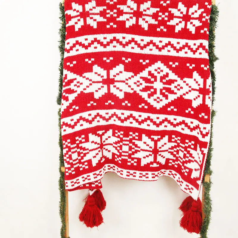 축제 가정 훈장 술을 가진 겨울을 위한 100% 년 폴리에스테 뜨개질을 한 크리스마스 담요