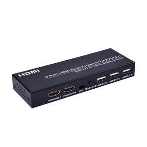 Interruptor de pantalla dual Fjgear 4K HDMI KVM de 60Hz con dos ordenadores que comparten un ratón y un teclado y dos monitores, 1, 2 unidades - Product Image 1