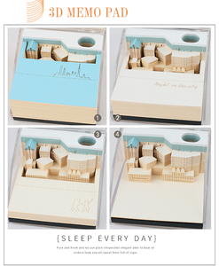 Bloc de notas 3D con forma de bloque de construcción de ciudad nocturna, Logo personalizado, divertido, papel adhesivo, Bloc de notas - Product Image 6