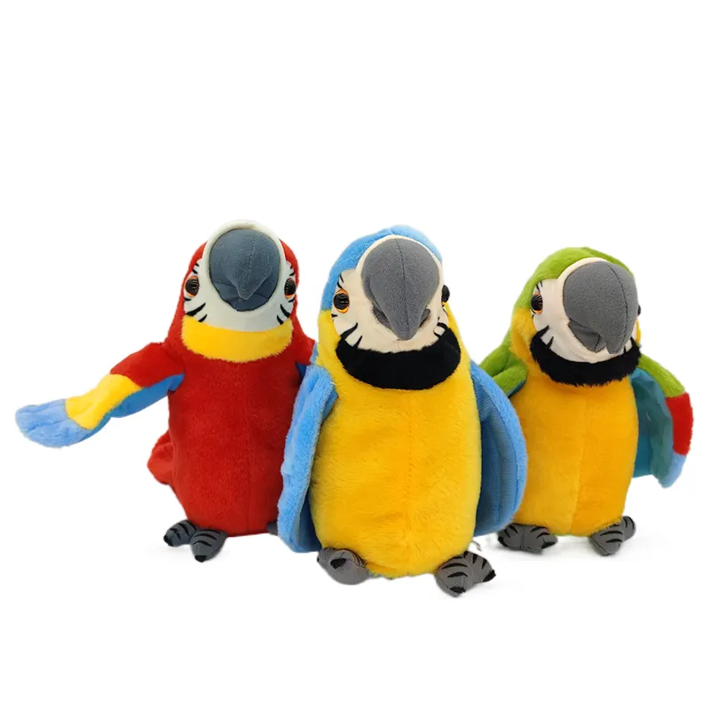 Bambini di vendita caldi educativi simulazione elettronica animali peluche pappagallo morbido ripeti giocattolo parlante