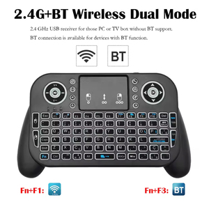 Precio al por mayor de fábrica, Mini teclado inalámbrico retroiluminado de modo dual 2,4G + BT adecuado para proyector de tableta Smart TV - Product Image 2