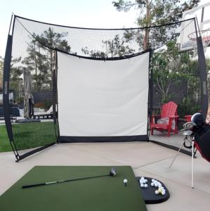 Podiyeen 10x8ft ไฟเบอร์กลาส/โพลีเอสเตอร์ฝึกกอล์ฟตีตาข่ายกรง88 "X 80" หน้าจอจำลองตัวเลือกการกระแทกหน้าจอคลาสสิก - Product Image 6