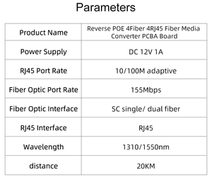 10/100M Reverse POE Fast Ethernet Glasfaser schalter 4 F2E/4 F4E Ausgang 12V Optischer Medien konverter Ethernet SC PCBA - Product Image 6