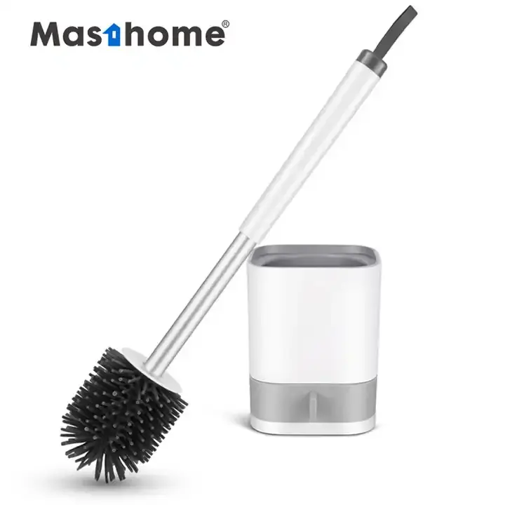 Masthome Wall-mounted Design Soft TPR Toilet Cleaning Brush WC do banheiro Escova do toalete do silicone com suporte
