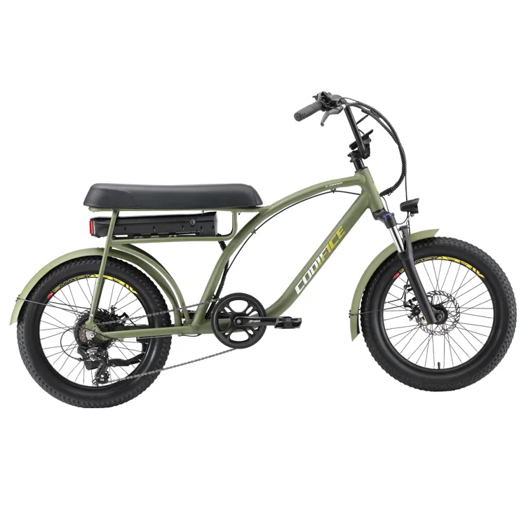 CODIFICE vélo hybride électrique à gros pneus porte-bagages arrière vélo de montagne à moteur de moyeu arrière 48V vélo hybride électrique à batterie intégrée
