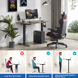 Escritorio eléctrico con soporte para ordenador, mesa ergonómica de oficina, escritorio motorizado de altura ajustable, mesa de pie para estudio de oficina en casa - Product Image 6