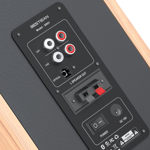 Altavoces de monitor de estudio de sistema de cine en casa 2,0 con entrada óptica RCA y diseño de estantería de sonido de cristal - Product Image 3