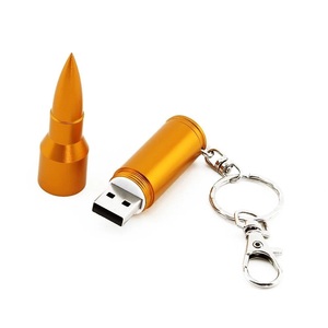 金属製の弾丸の形とロゴUSBスティックフラッシュディスク、キーチェーンガジェットギフト付き武器USB2.0スチールフラッシュメタルメモリスティック32GB - Product Image 4