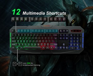 Kablolu LED RGB gökkuşağı klavye arkadan aydınlatmalı RGB oyun fare 3600 DPI Windows PC oyun klavye fare seti - Product Image 6