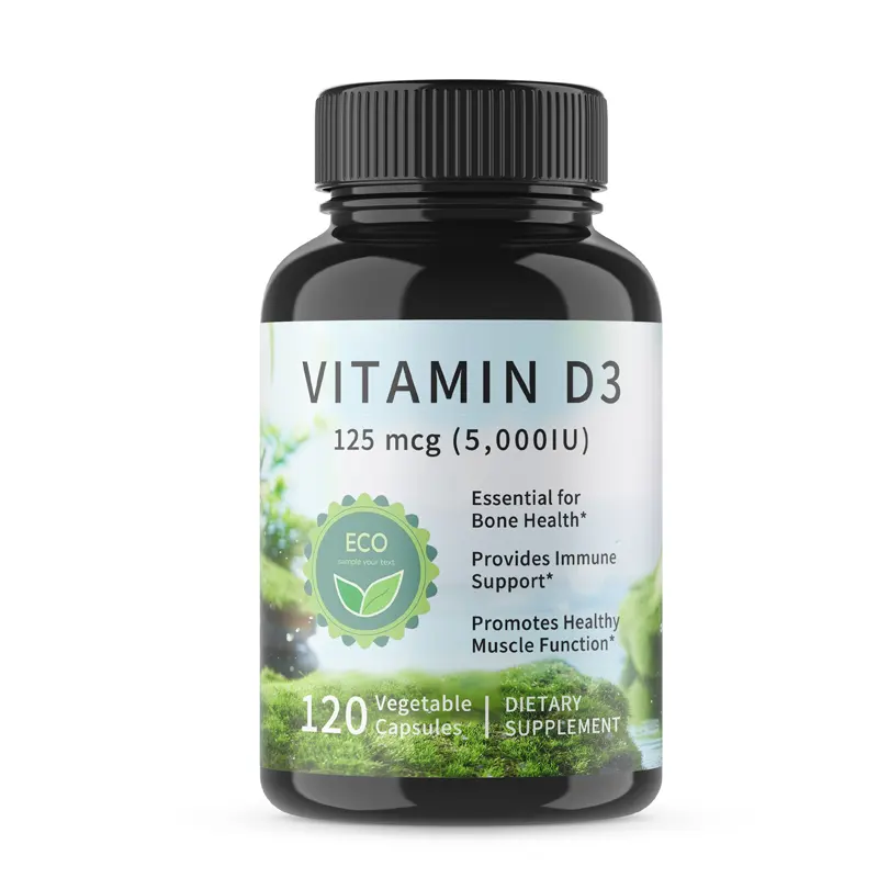 مكملات فيتامين نباتية لوظيفة العضلات الصحية ودعم المناعة كبسولة فيتامين D3 كبسولات 5000iu فيتامين D3 K2 كبسولات