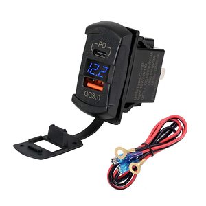 QC 3.0 USB ve tip C Rocker anahtarı tarzı şarj cihazı mavi voltmetre tekneler,, Polaris RZR 1000, ranger, mobil ev, RV, Can Am casus - Product Image 1