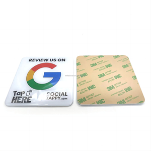 Programma di vendita calda google Nfc recensione Tag Ntg 213 13.56MHZ acrilico RFID Display Tag Menu per Resterante google Review Tag Factory