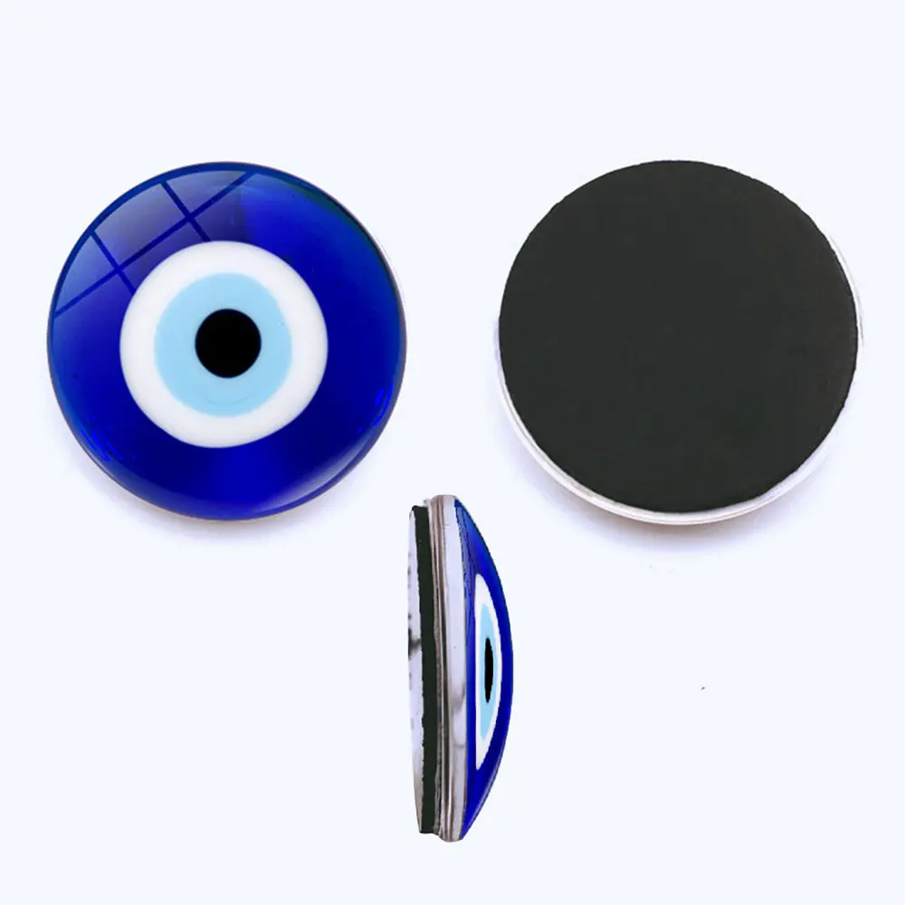 Großhandel und individueller 25mm Glaskühlschrank-Magnet türkisches Blaues böse Auge Kühlschrank-Magnet