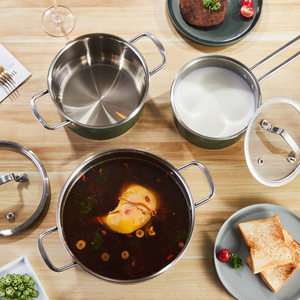 Màu xanh lá cây Đương Đại marwa không dính 16/18/24cm thép không gỉ nấu ăn chậu với kính nắp Calphalon Cookware Set - Product Image 4