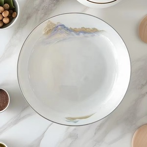 高级法国奶油风格陶瓷压花充电器瓷盘餐具婚礼派对植物图案类型 - Product Image 2