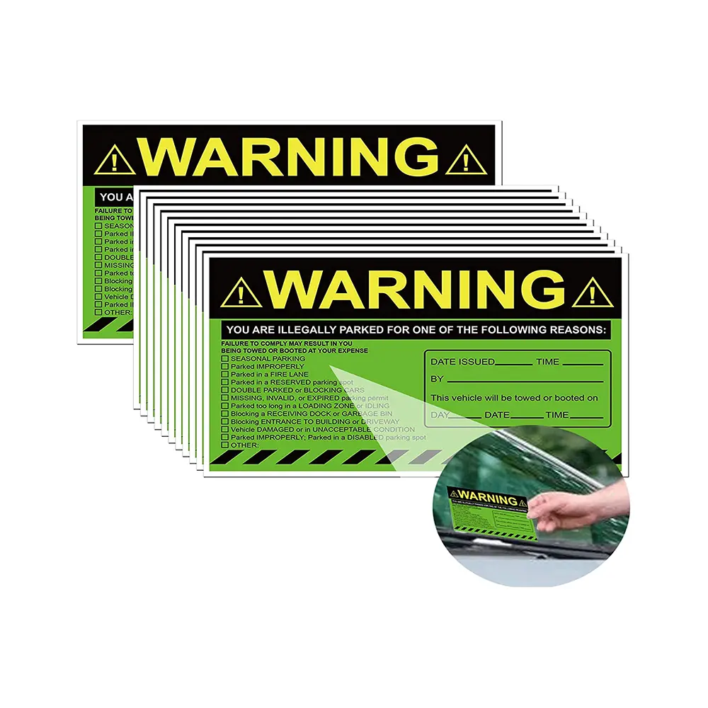 Removable Parking Violation Stickers,Adhesive No Parking Tow Warning For Car,Window,Door