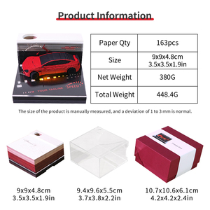 Bloc de notas 3D iluminado con logotipo personalizado, bloque de papel para manualidades, Bloc de notas con modelado de coches de lujo y orificio para portalápices - Product Image 5