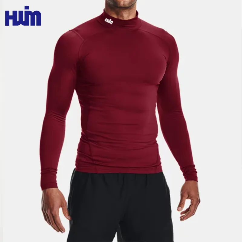 Individuelles Logo Herren Quick-Dry Fitness Training-Top Tee Fitness-T-Shirt Training T-Shirt Herren langärmeliges Thermo-Winterbekleidung Kompression