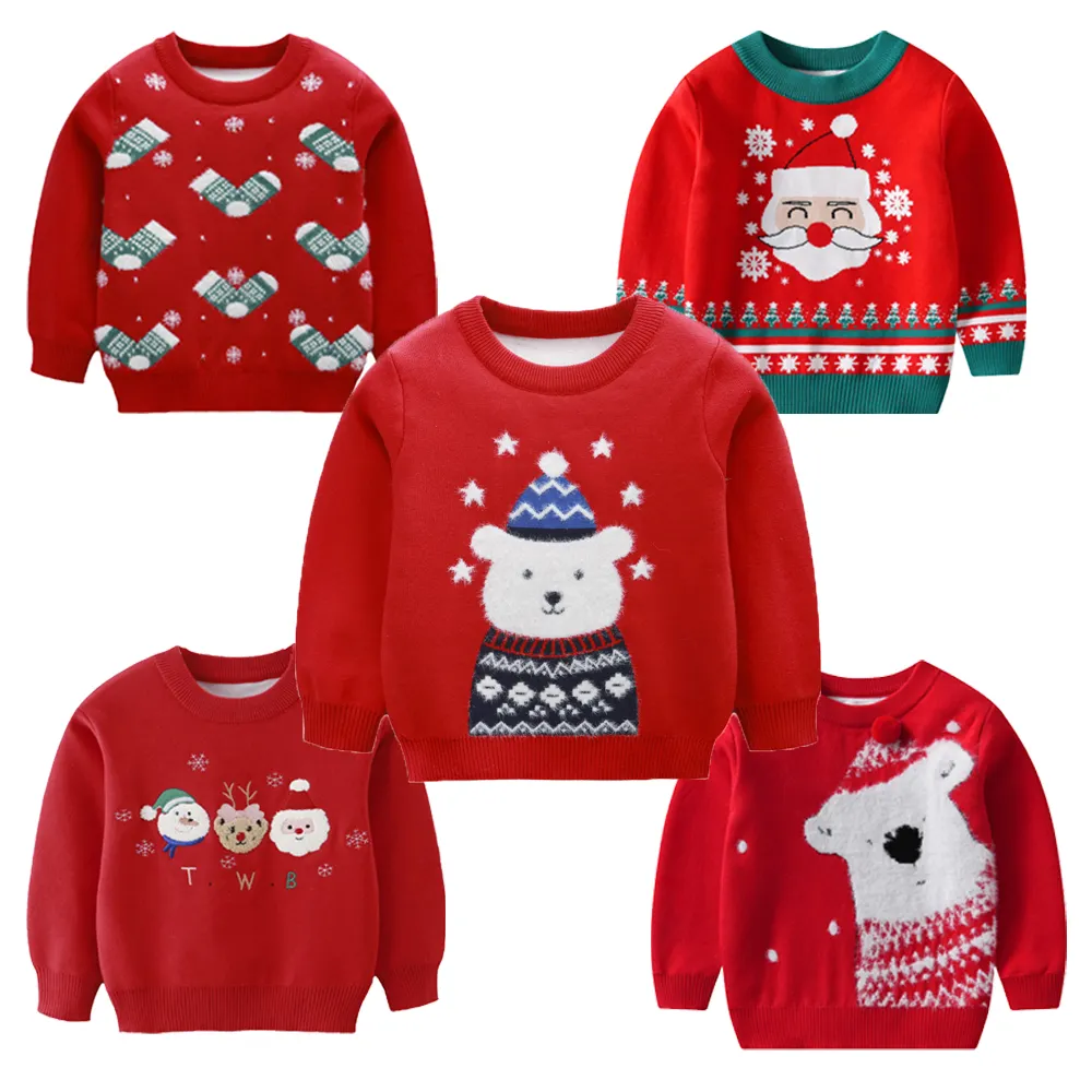 Ropa de Navidad para niños, suéteres de Papá Noel y renos, venta al por mayor, suéter de Navidad