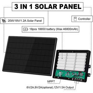 OEM ODM Ip65防水迷你20w电源DC12V/6V/9V/5V Mppt面板太阳能电源，内置Lifepo4 Pack控制器 - Product Image 2
