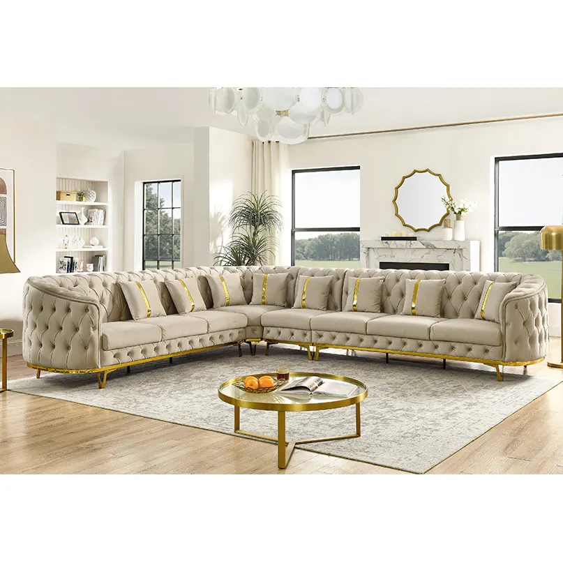 Winforce Türkei Design getuftet L-Form Couch Wohnzimmermöbel Ecke modernes Sofa-Set Luxus-Chesterfield-Sofa