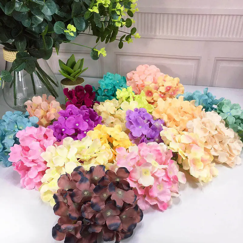 Hydrangea Flower Head Artificial Hydrangea Silk Hydrangea Artificial Flower Head Wedding Decoration Backdrop