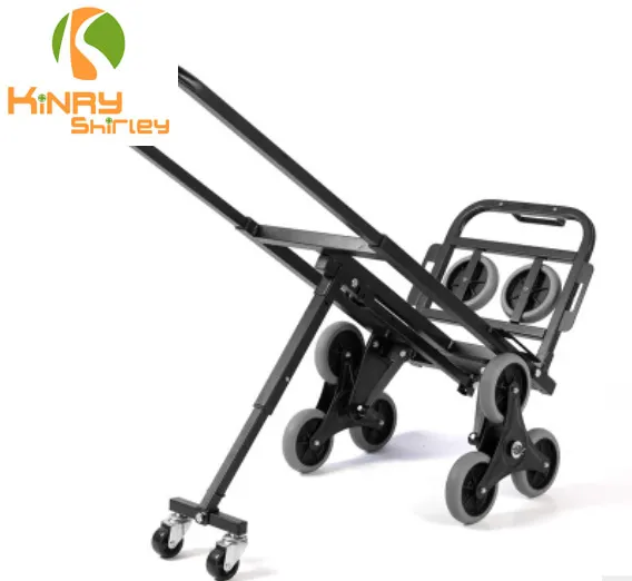 Carrinho de bagagem portátil com 6 rodas, pequena carrinho de bagagem escada três rodas portátil