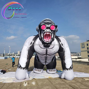 Xe ngoài trời quảng cáo Tức Giận đen trắng khổng lồ Inflatable GORILLA với tai nghe - Product Image 1