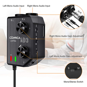 COMICA LINKFLEX AD3 Mezclador de preamplificador de audio de dos canales XLR/3,5mm/6,35mm/Adaptador/Interfaz para cámara y teléfono inteligente - Product Image 5