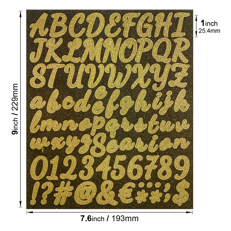 Foglio adesivo lettere ABC inglese Glitter diario di carta dorata Album Album fotografico diario numero decorativo adesivi alfabeto