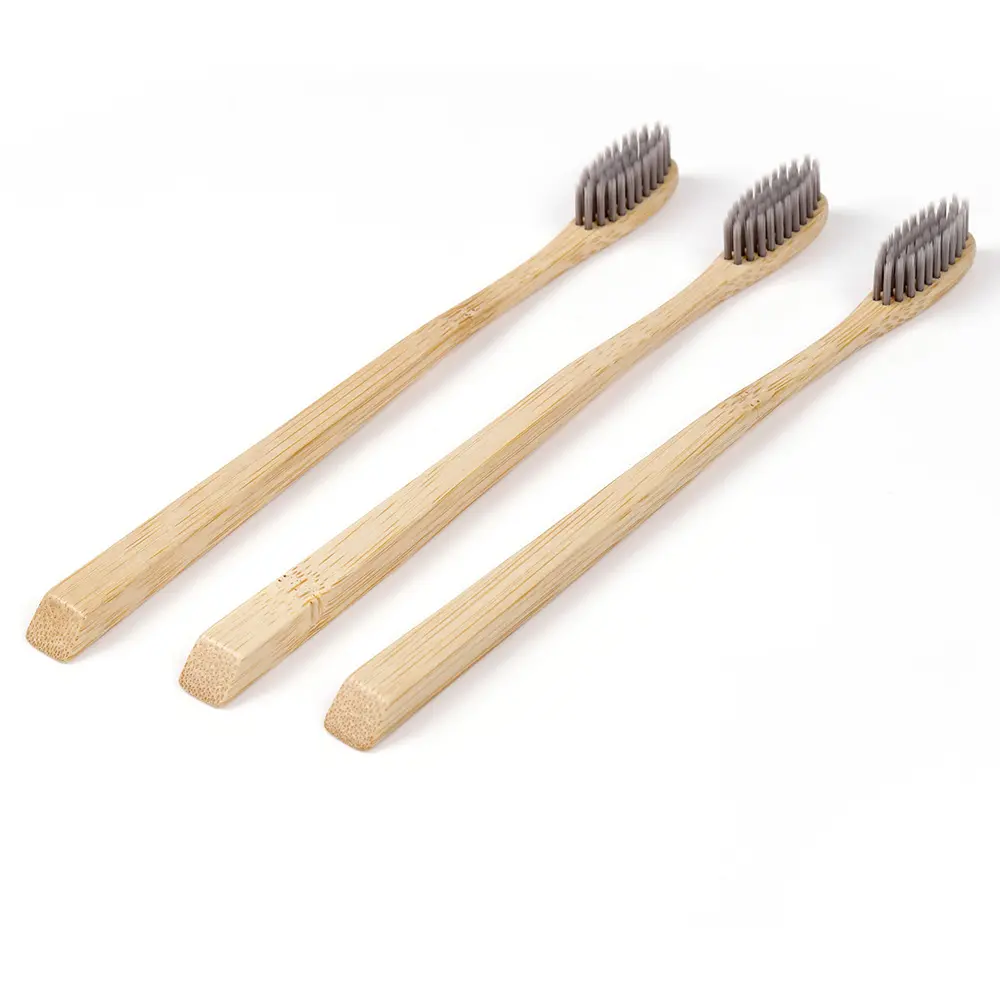 Brosse à dents en bambou mince pour adulte, marque privée sans BPA, poils infusés de charbon blanc doux biodégradable naturel, petite tête