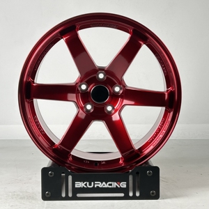 RC dövme tekerlekler 5x114.3 özel Subaru WRX STI Legacy B4 için 17 18 19 inç JDM fırçalanmış kırmızı/mat şerit özel alaşım jantlar - Product Image 4