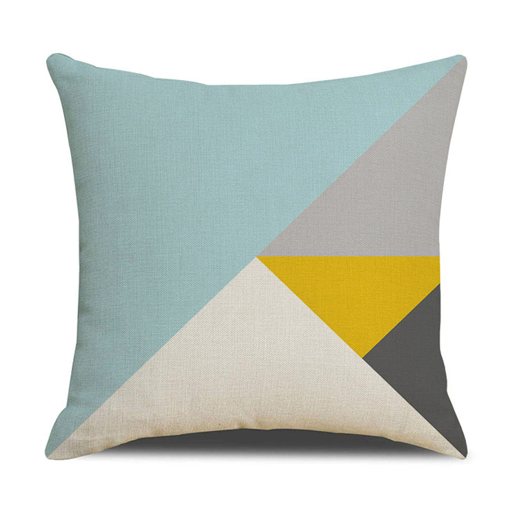 Hot Selling Home Yellow Color Classic Geometric Pattern Cushion Cover Custom Digital Printed Chevron Sofa Linen Cushion