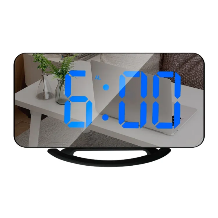 Portable Mirror Alarm Clock LED Digital Mirror Alarm Clock with Big Screen Dual USB Desktop Table Clock