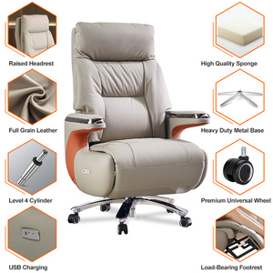 उच्च बैक सिंथेटिक चमड़े के बॉस कार्यालय स्विवेल डेस्क कुर्सी पुनर्क्लिनिंग मालिश एर्गोनोमिक ऑफिस चेयर चमड़े - Product Image 4