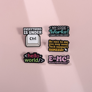 コンピュータプログラムコードエナメルピンカスタムHello World Brooches Lapel Badges Funny Jewelry Gift for Kids Friends - Product Image 5