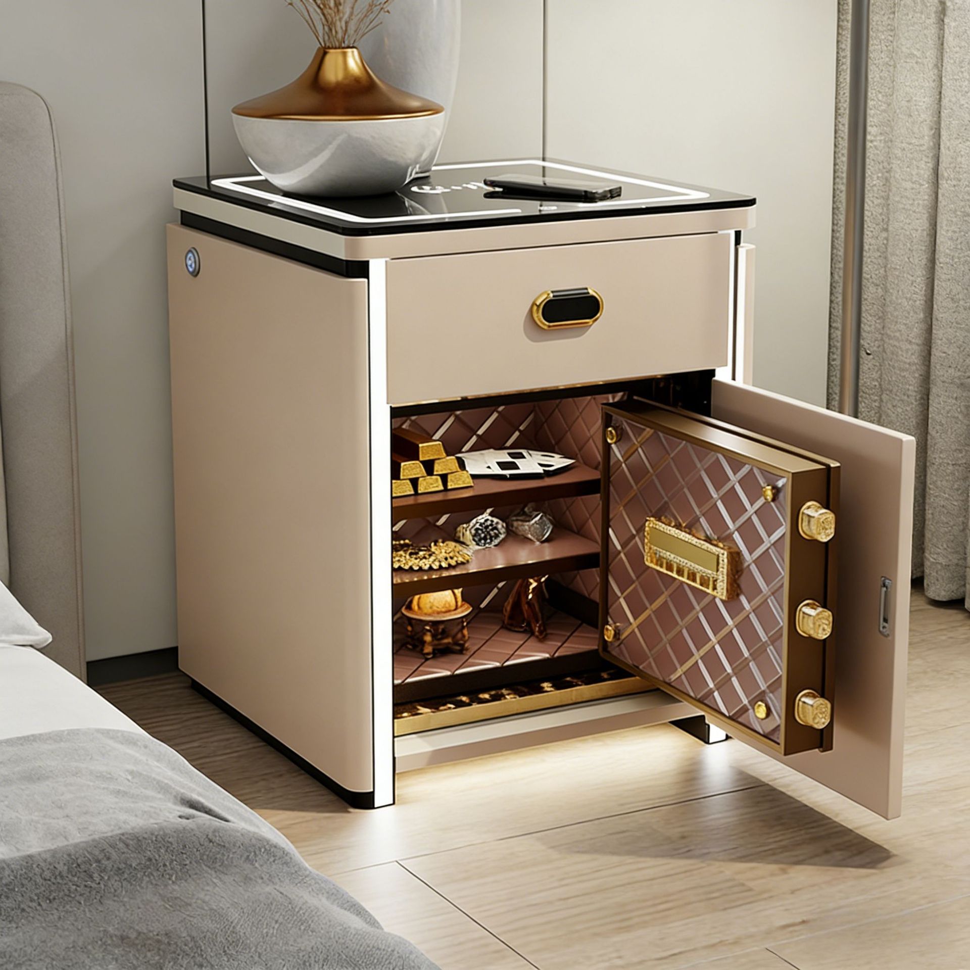 Four drawers with safe - brown