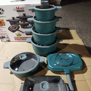 焦げ付き防止米と石鍋のBMN10-PIECEセットアルミコンビネーションスープポットセット - Product Image 1