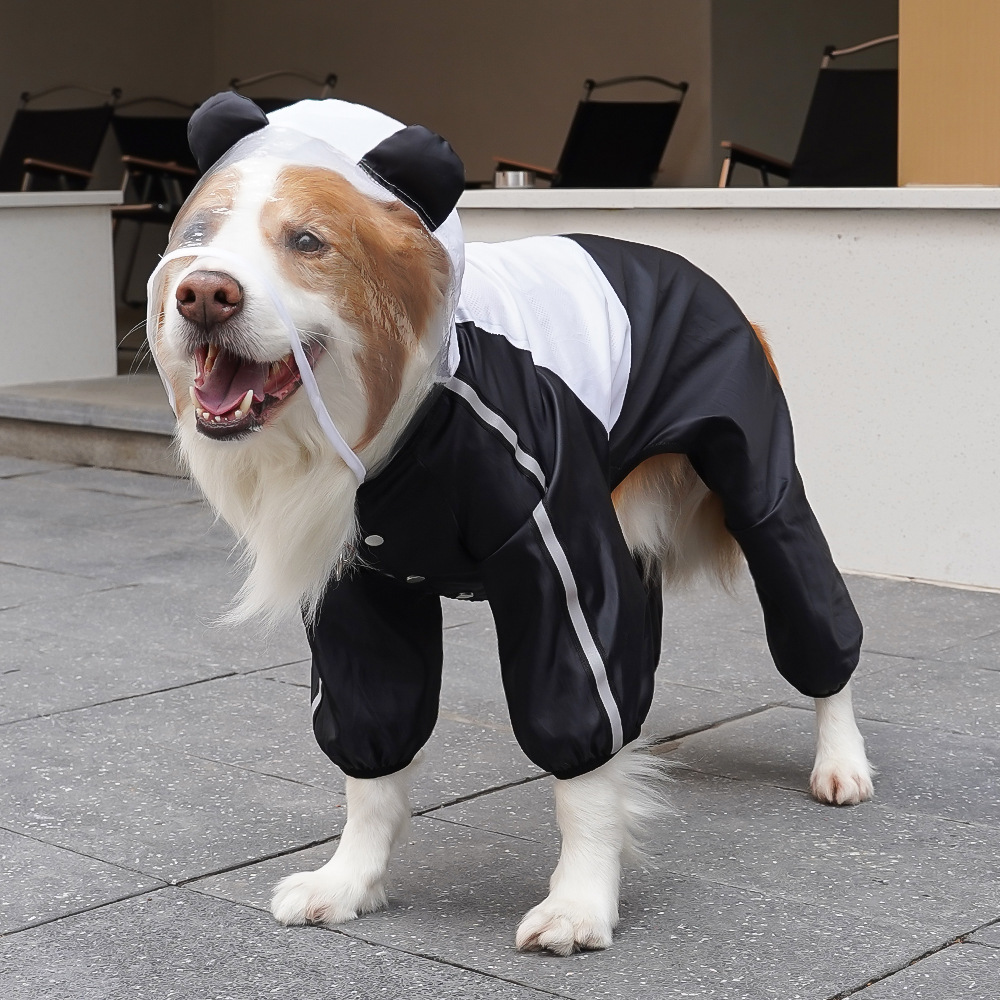 Imperméable 296b motif panda noir et blanc, combinaison 4 pattes.