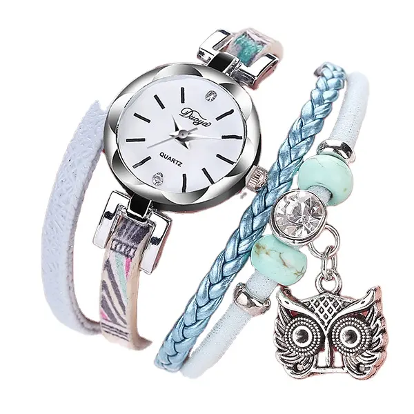 Moda donna vestito orologio da polso al quarzo orologio da donna carino gufo multistrato orologio da polso da donna Relojes orologio da polso al quarzo da donna